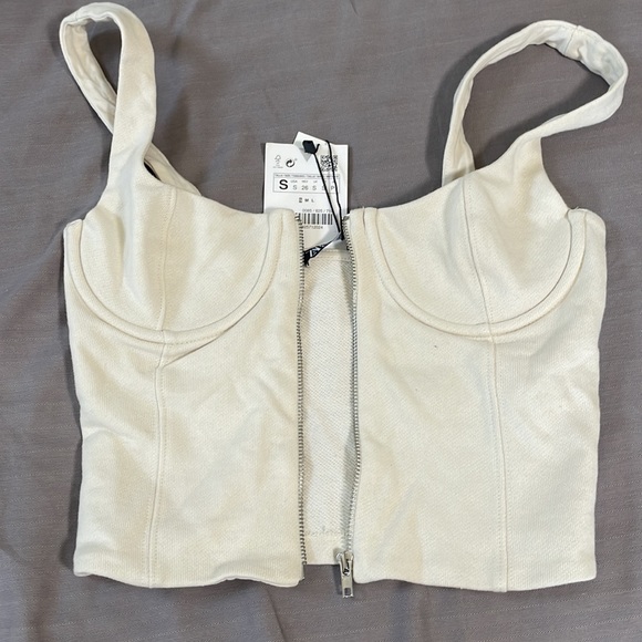 ZARA white/cream small crop top - bustier/corset - Picture 4 of 5